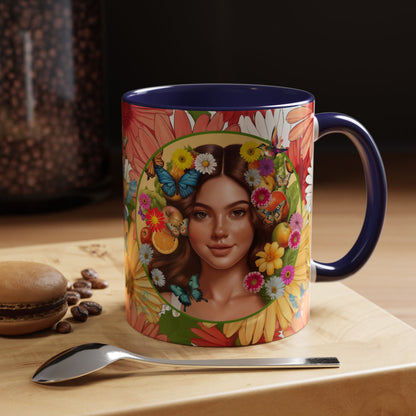 100% Organic Gerber Joy3 Plant Garden Vegan Ceramic Plant Mug with Woman (11oz) 8 Color Combos