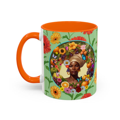 100% Organic Daisy Joy3 Plant Garden Vegan Ceramic Plant Mug, Black Woman Double Sided (11oz) 8 Color Combos