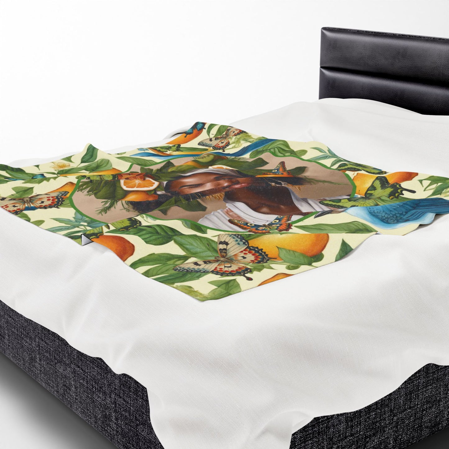 Organically Me A Lemon Bluebird Plant Garden Blanket, Wall Hanging, Table Cloth (Velveteen); 50 x 60in