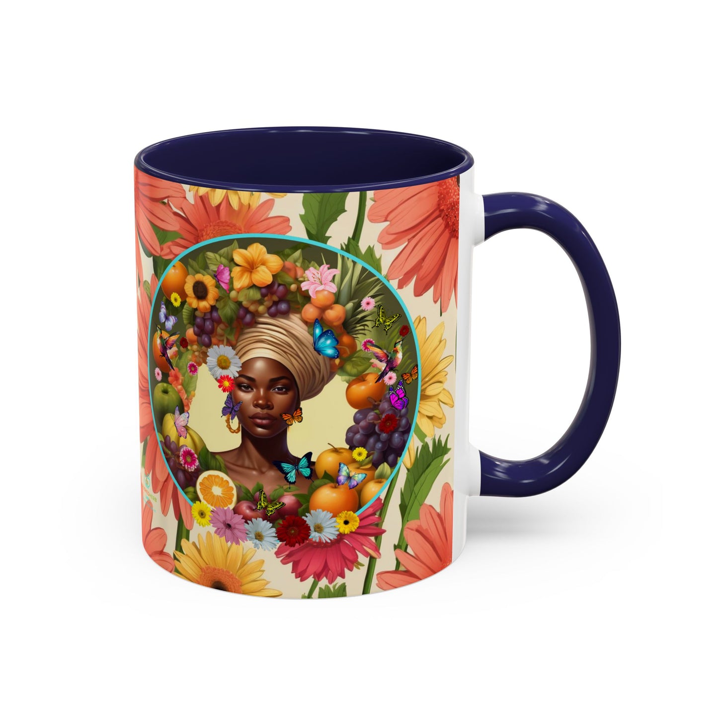 100% Organic Daisy Joy Plant Garden Vegan Ceramic Plant Mug, Black Woman Double Sided (11oz) 8 Color Combos