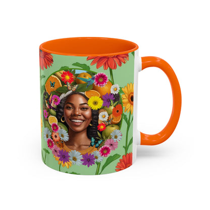 Organically Me A Joy Daisy Plant Garden Vegan Ceramic Plant Mug with Black woman (11oz) 8 Color Combos
