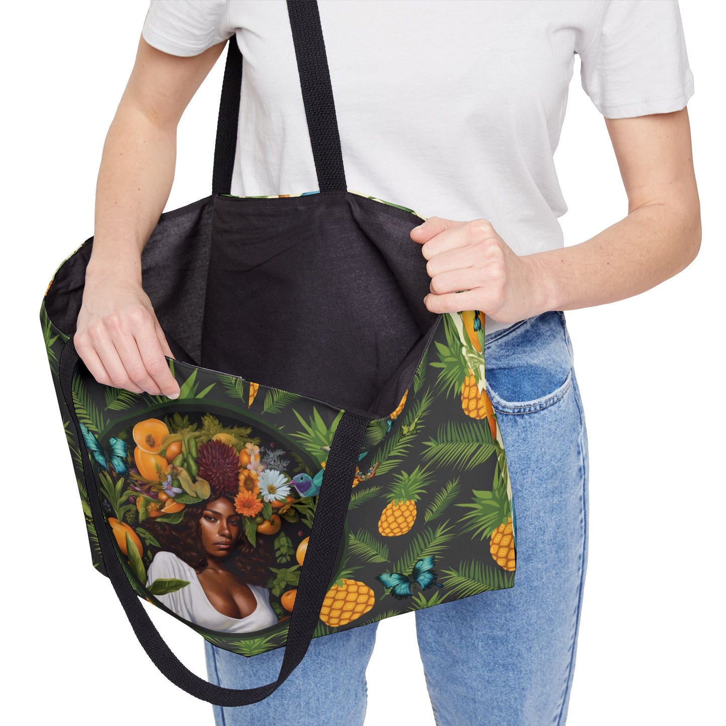 Organically Me A Pineapple Plant Garden Weekender Tote Bag with Black Woman