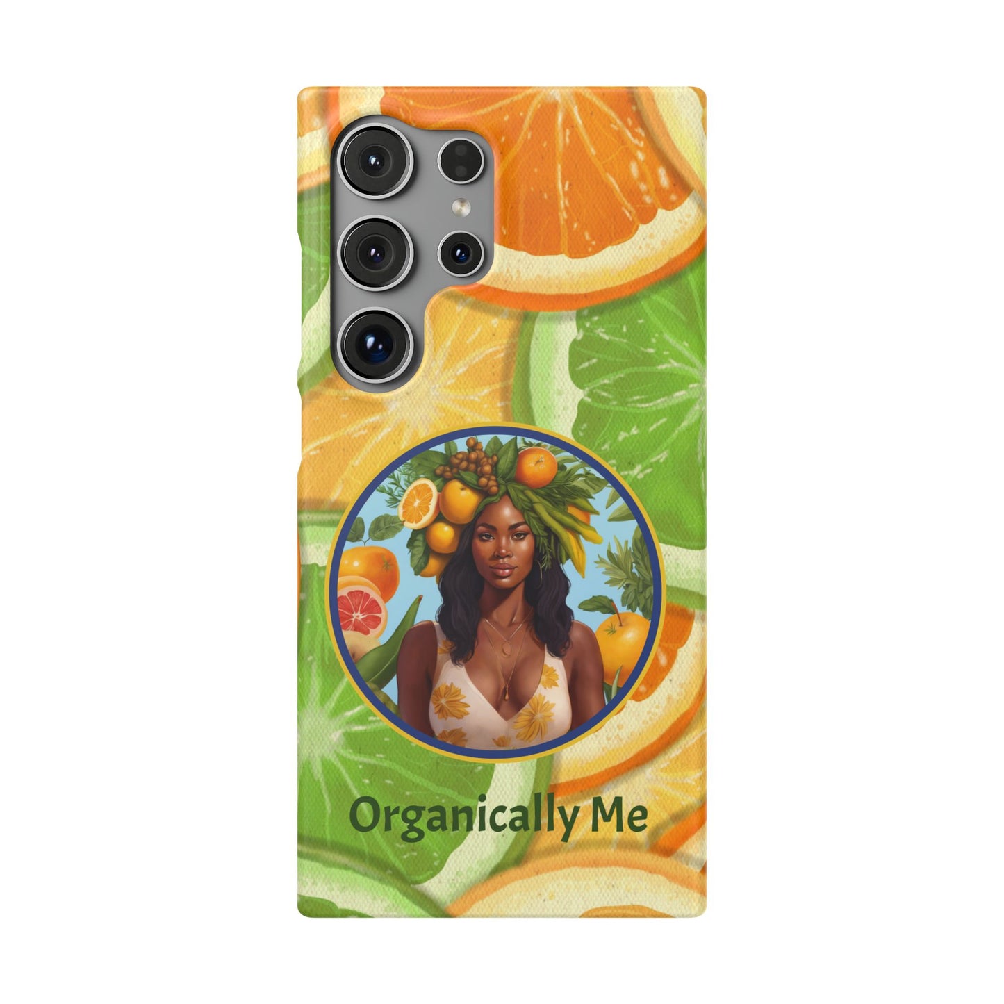 Organically Me Citrus Fruits Garden Snap Phone Case with Black Woman, Veggie Chic for Androids and iPhone models