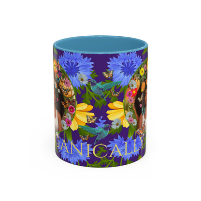 100% Organic Blue Gwen Plant Garden Vegan Ceramic Plant Mug with (11 or 15 oz) 8 Color Combos