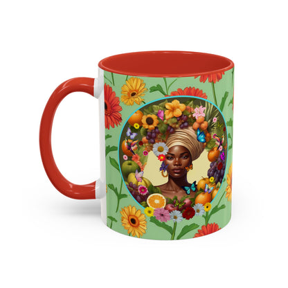 100% Organic Daisy Joy Plant Garden Vegan Ceramic Plant Mug, Black Woman Double Sided (11oz) 8 Color Combos