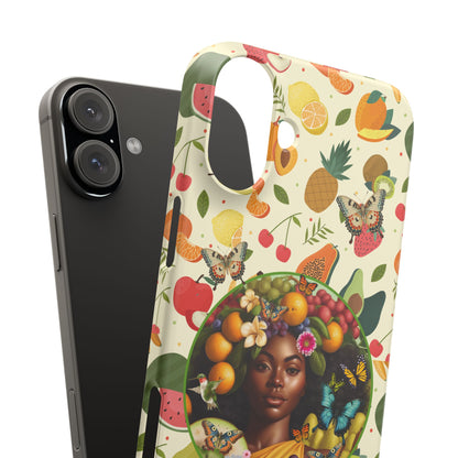 Organically Me Fruit & Veggie Queen Plant Garden Snap Phone Case with Black Woman, for iPhone and Android