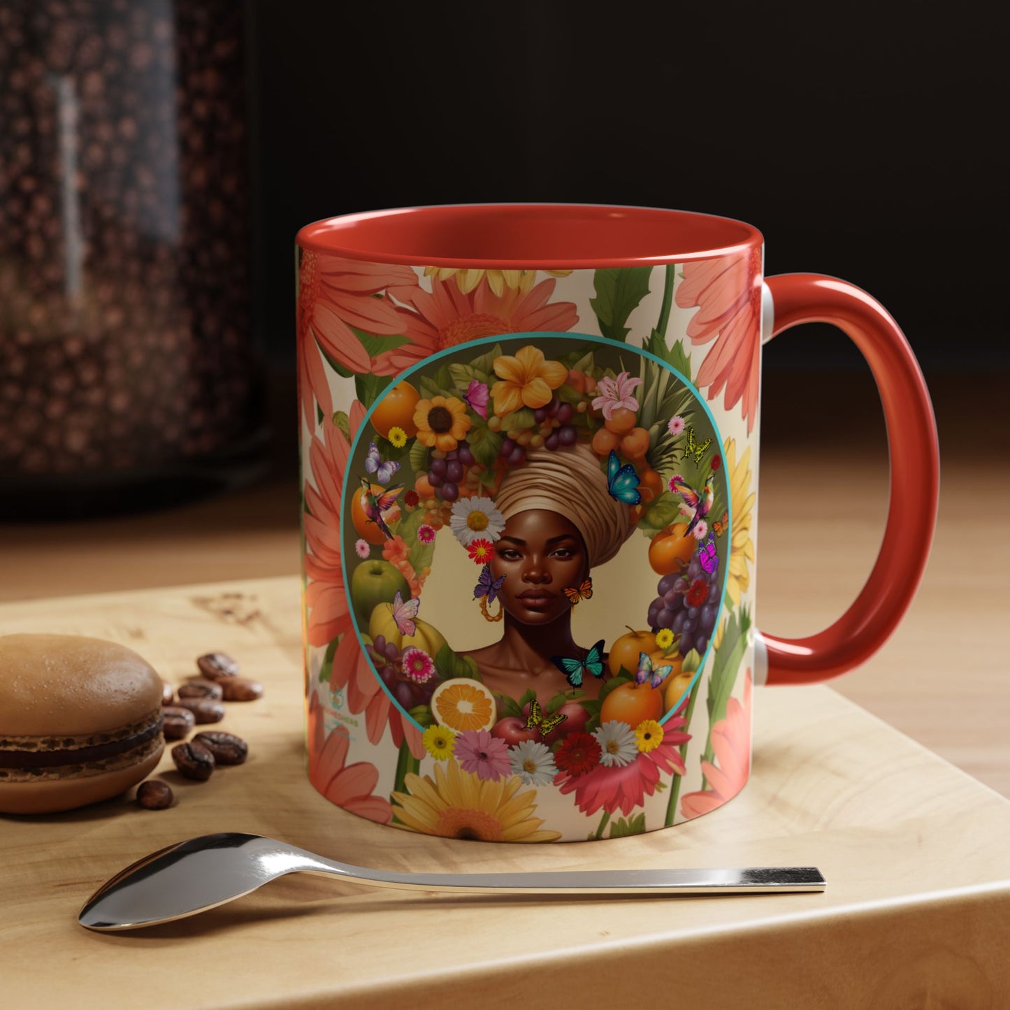 100% Organic Daisy Joy3 Plant Garden Vegan Ceramic Plant Mug, Black Woman Double Sided (11oz) 8 Color Combos