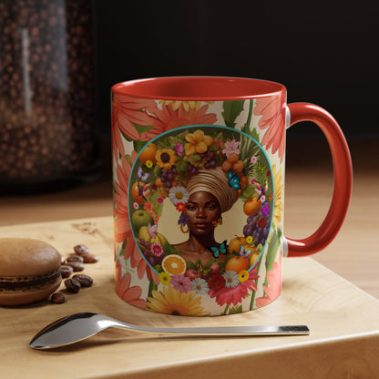 100% Organic Daisy Joy3 Plant Garden Vegan Ceramic Plant Mug, Black Woman Double Sided (11oz) 8 Color Combos