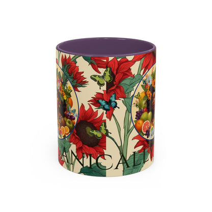 Organically Me Sunflower Red Plant Garden Vegan Ceramic Plant Mug with Black woman (11oz) 8 Color Combos