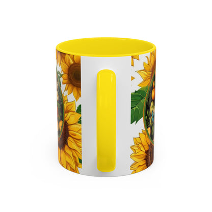Organically Me Sunflower Plant Garden Vegan Ceramic Plant Mug with Black woman (11oz) 8 Color Combos