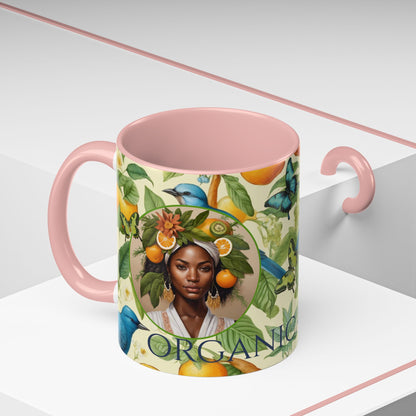 Organically Me A Lemon Bluebird Plant Garden Vegan Ceramic Plant Mug with Black woman (11oz) 8 Color Combos