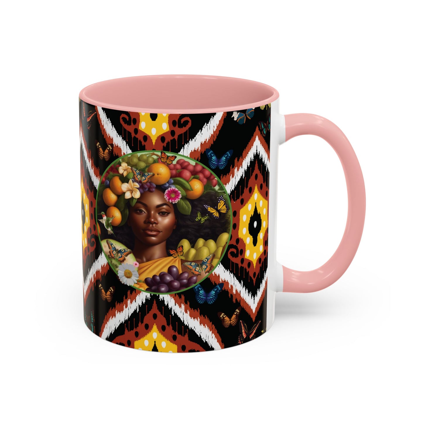 Organically Me A.1 Tribal Butterfly Plant Garden Vegan Ceramic Plant Mug with Black woman (11oz) 8 Color Combos