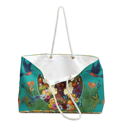 Organically Me A Caribbean Gina Hibiscus Plant Garden Large Weekender Tote Bag with Black Woman 12"x13