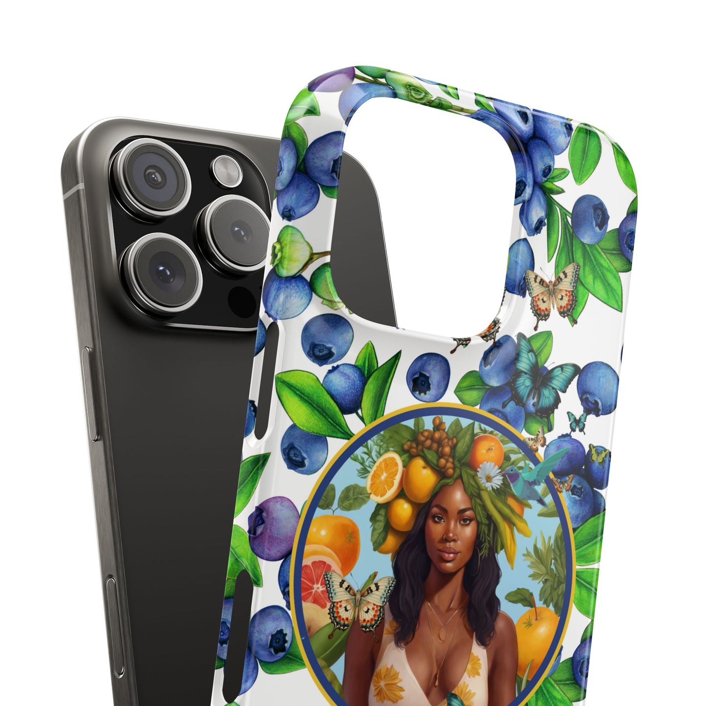 Organically Me Blueberry Plant B Garden Snap Phone Case with Black Woman, for iPhone and Android