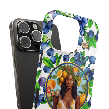 Organically Me Blueberry Plant B Garden Snap Phone Case with Black Woman, for iPhone and Android