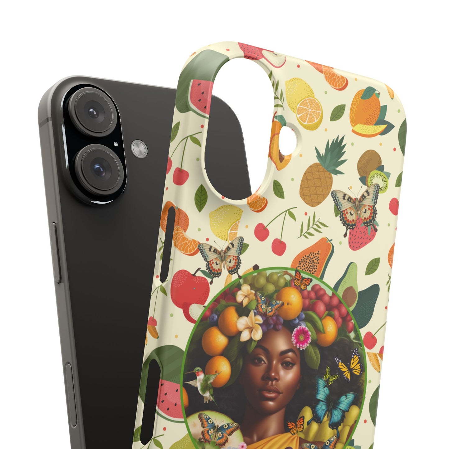 Organically Me Fruit & Veggie Queen Plant Garden Snap Phone Case with Black Woman, for iPhone and Android