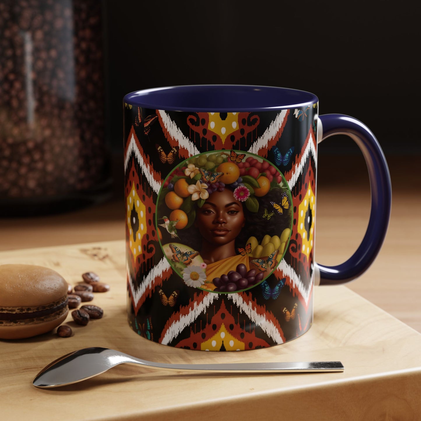 Organically Me A.1 Tribal Butterfly Plant Garden Vegan Ceramic Plant Mug with Black woman (11oz) 8 Color Combos