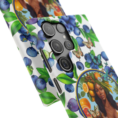 Organically Me Blueberry Plant B Garden Snap Phone Case with Black Woman, for iPhone and Android