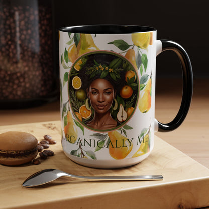 Organically Me Yellow Pear Plant Garden Vegan Ceramic Plant Mug with Black woman (11oz) 8 Color Combos