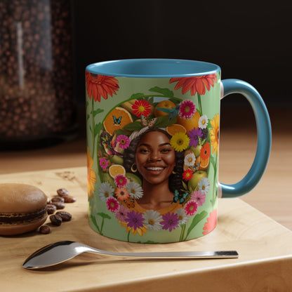 Organically Me A Joy Daisy Plant Garden Vegan Ceramic Plant Mug with Black woman (11oz) 8 Color Combos
