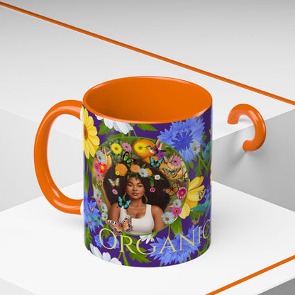 100% Organic Blue Gwen Plant Garden Vegan Ceramic Plant Mug with (11 or 15 oz) 8 Color Combos