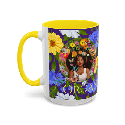 100% Organic Blue Gwen Plant Garden Vegan Ceramic Plant Mug with (11 or 15 oz) 8 Color Combos