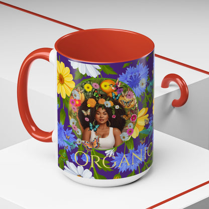 100% Organic Blue Gwen Plant Garden Vegan Ceramic Plant Mug with (11 or 15 oz) 8 Color Combos