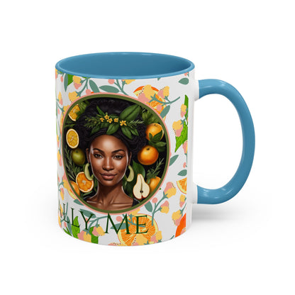 Organically Me Pink and Green Plant Garden Vegan Ceramic Plant Mug with Black woman (11oz) 8 Color Combos
