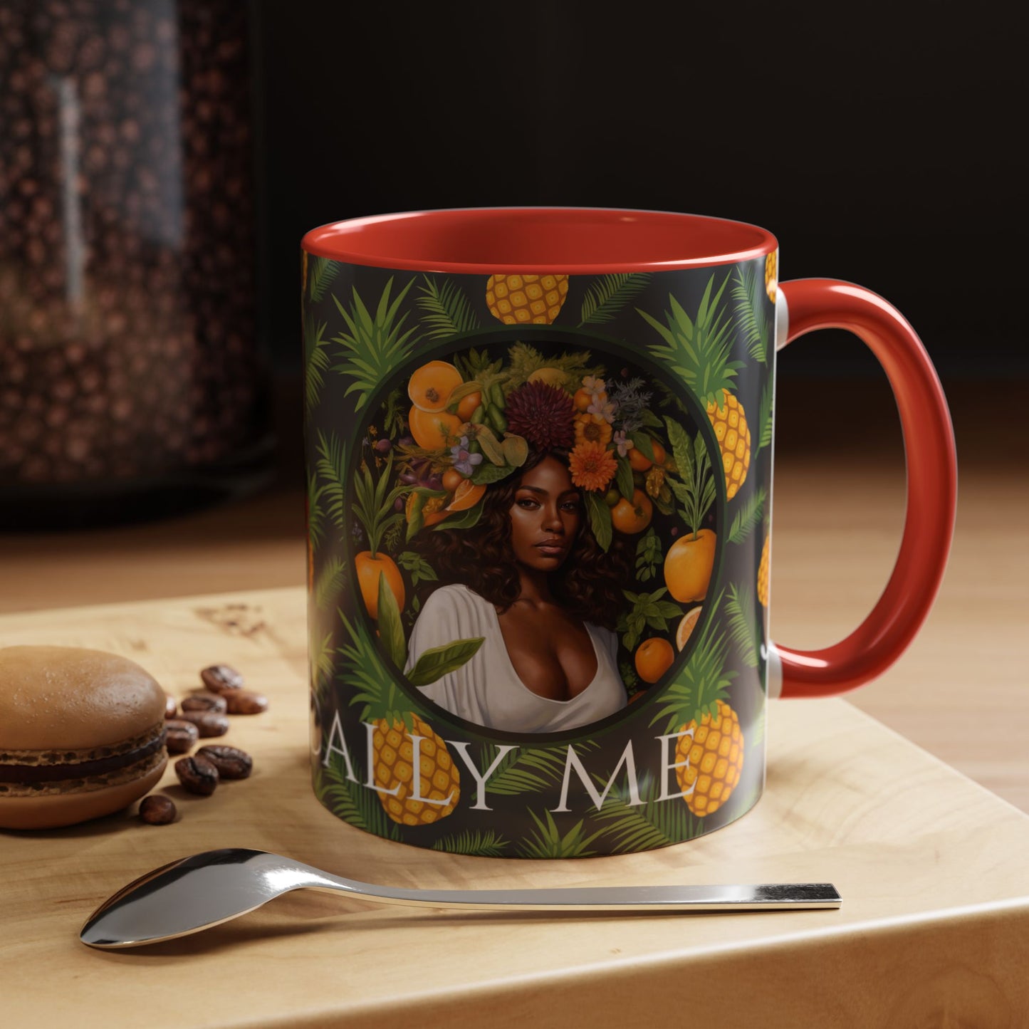Organically Me A Pineapple Plant Garden Vegan Ceramic Plant Mug with Black woman (11oz)