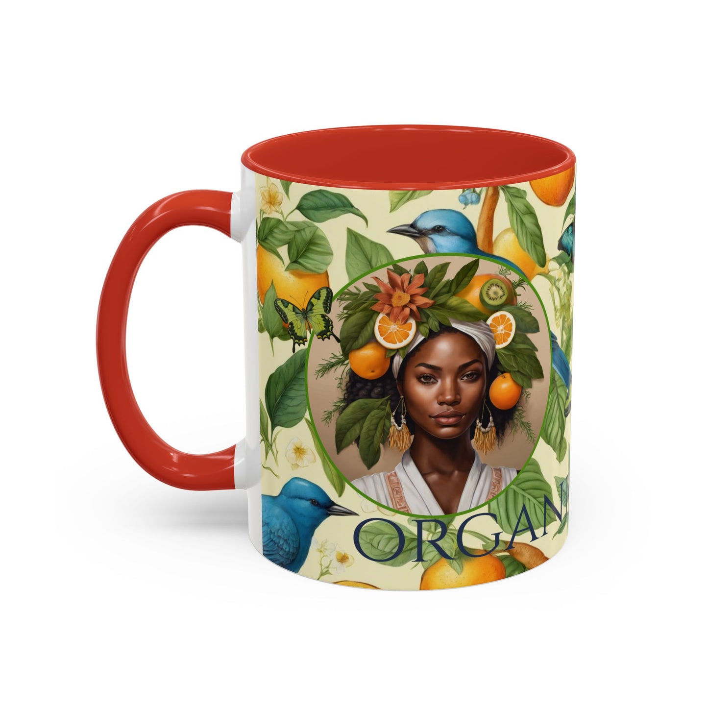 Organically Me A Lemon Bluebird Plant Garden Vegan Ceramic Plant Mug with Black woman (11oz) 8 Color Combos