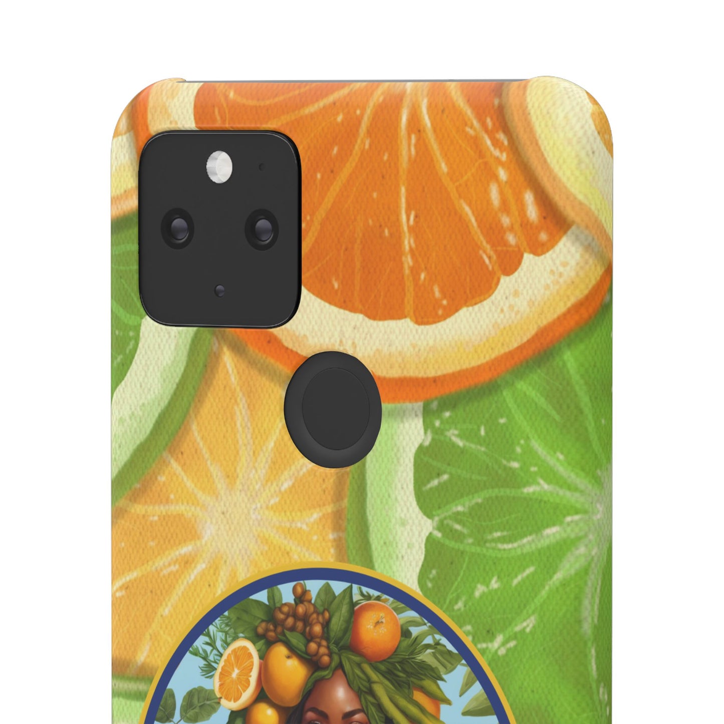 Organically Me Citrus Fruits Garden Snap Phone Case with Black Woman, Veggie Chic for Androids and iPhone models
