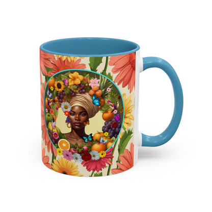 100% Organic Daisy Joy Plant Garden Vegan Ceramic Plant Mug, Black Woman Double Sided (11oz) 8 Color Combos