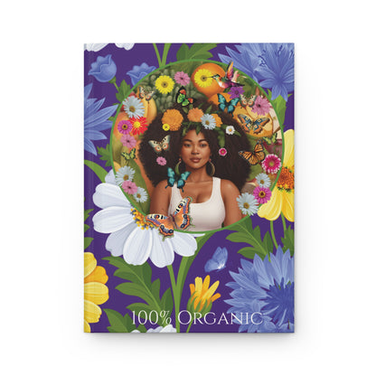 100% Organic Purple Plant Garden & Vegan Hardcover Journal, Matte 150 pages, Black women