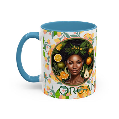 Organically Me Pink and Green Plant Garden Vegan Ceramic Plant Mug with Black woman (11oz) 8 Color Combos