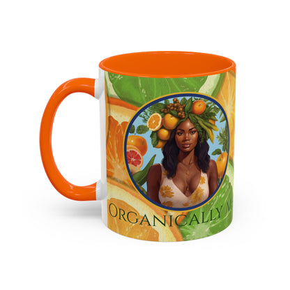 Organically Me Bright Citrus Plant Garden Vegan Ceramic Plant Mug with Black woman (11oz) 8 Color Combos