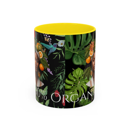 100% Organic Black Jungle Plant Garden Vegan Ceramic Plant Mug with (11oz) 8 Color Combos Double-Side Design