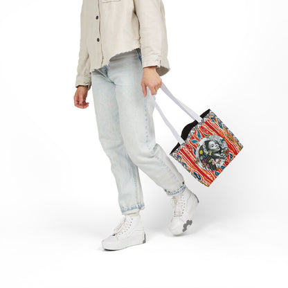 100% Me Ikat Laney Locs Garden-themed 13" tote bag, purse, workout bag, yoga bag with Black Women