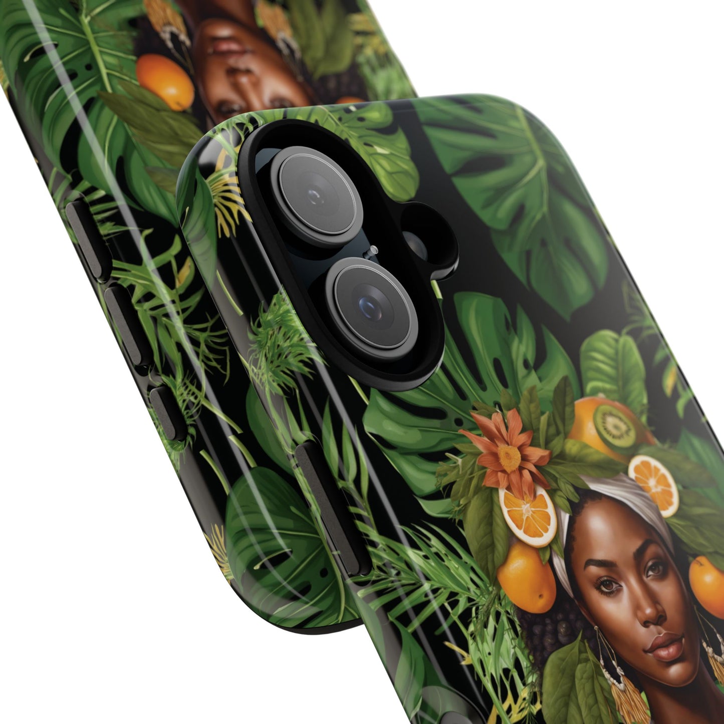 Organically Me A Black Jungle Plant Garden: Tough iPhone 16 Case with Eco Garden Monstera Plant Vibe and Black Woman