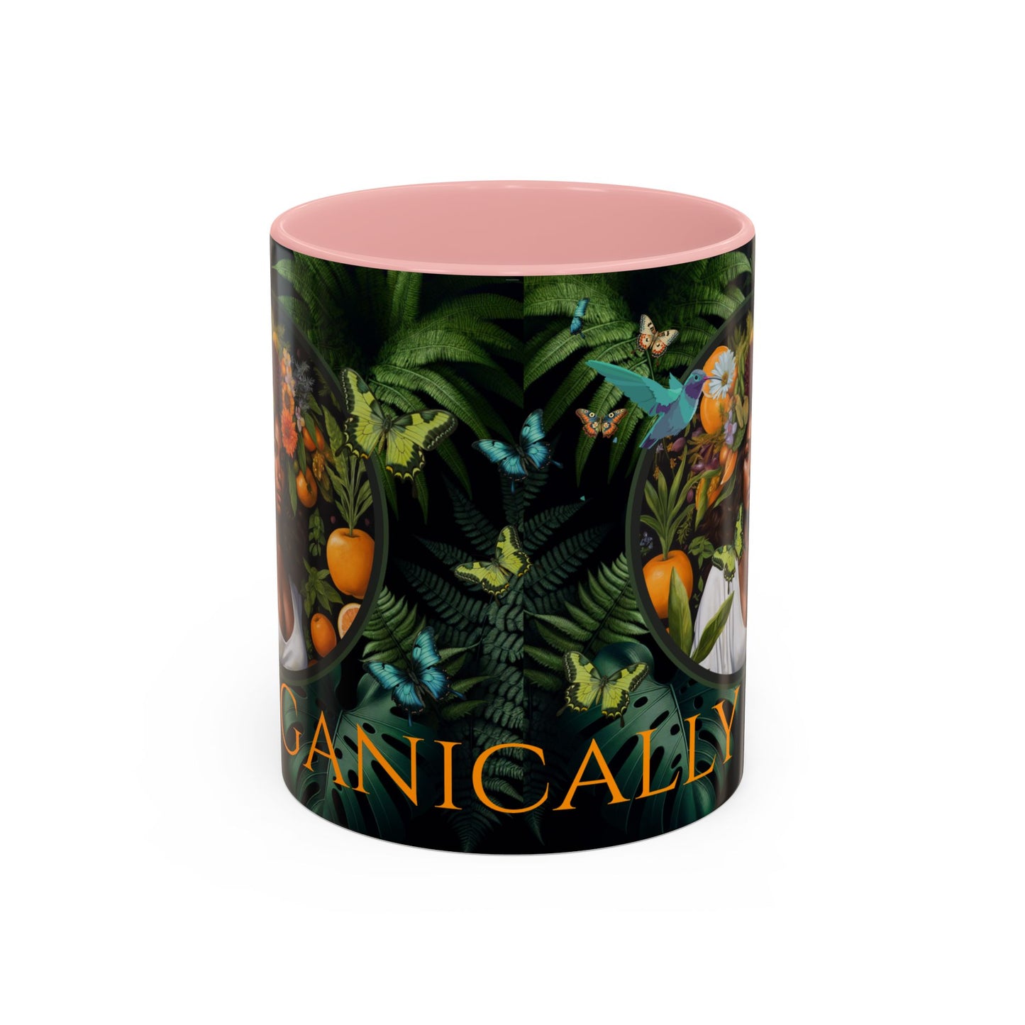 100% Organic A Fern Monstera Plant Garden Vegan Ceramic Plant Mug with Black woman (11oz) 8 Color Combos