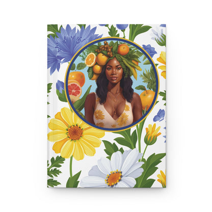 Organically Me Blue & Yellow Daisy Plant, Garden & Vegan Hardcover Journal, Able to be Personalized, 150 pages, Black women