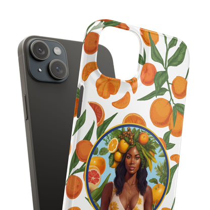 100% Organic Orange Plant Garden Snap Phone Case with Black Woman, Veggie Chic for Androids and iPhone models