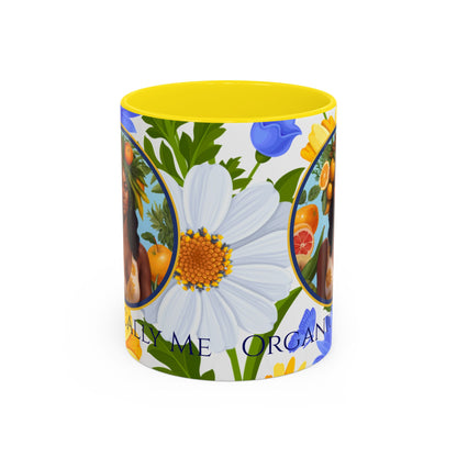 Organically Me Blue & Yellow Daisy Joyce Plant Garden Vegan Ceramic Plant Mug with Black woman (11oz) 8 Color Combos
