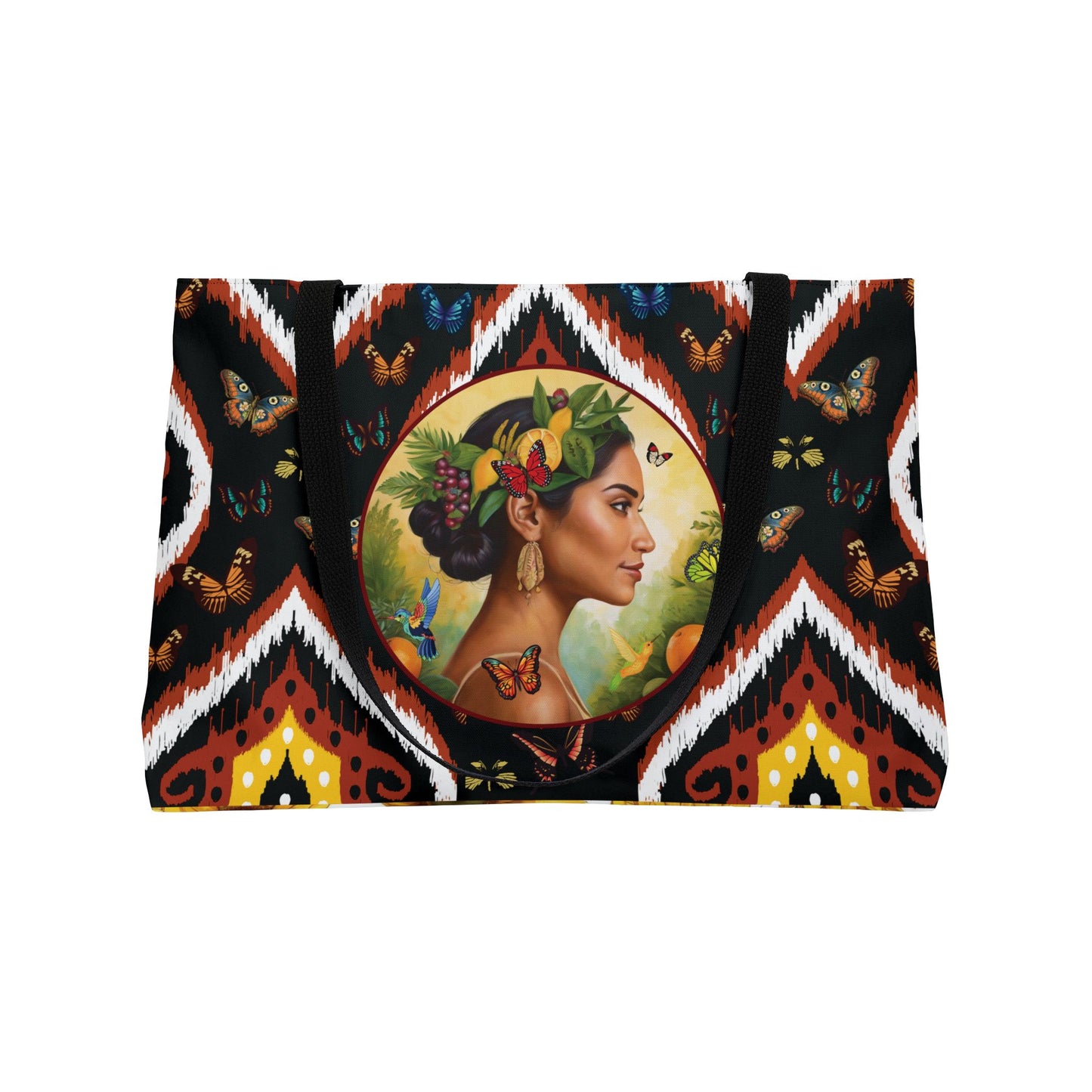 Organically Me B2Tribal Butterfly Monarch Queen Karmon Garden & Plant-themed Weekender Tote Bag, workout bag, yoga bag
