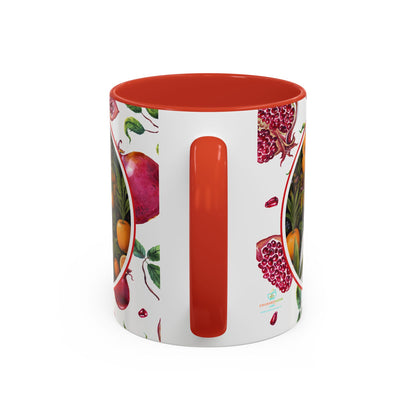 Organically Me Red and White Regina Pomegranate Plant Garden Vegan Ceramic Plant Mug with Black woman (11oz) 8 Color Combos