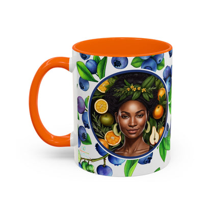 Organically Me Blueberry Plant Garden Vegan Ceramic Plant Mug with Black woman (11oz) 8 Color Combos