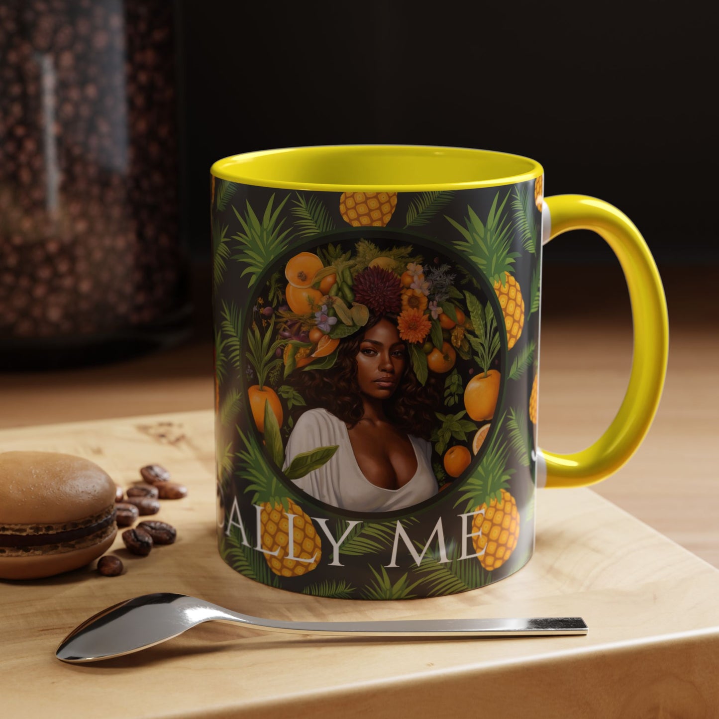 Organically Me A Pineapple Plant Garden Vegan Ceramic Plant Mug with Black woman (11oz)