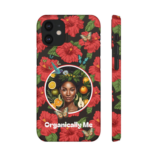 Organically Me Red and White Hibiscus Plant Garden Snap Phone Case with Black Woman, for iPhone and Android