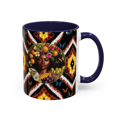 Organically Me A.1 Tribal Butterfly Plant Garden Vegan Ceramic Plant Mug with Black woman (11oz) 8 Color Combos