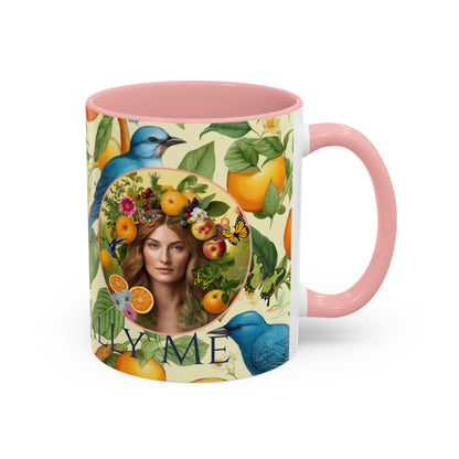 Organically Me A Lemon Bluebird Leda Plant Garden Vegan Ceramic Plant Mug with Black woman (11oz) 8 Color Combos