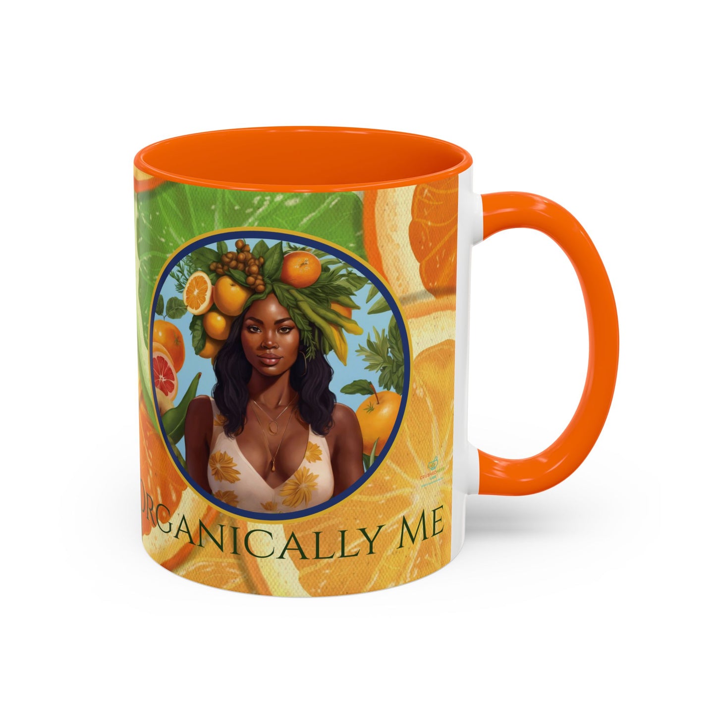 Organically Me Bright Citrus Plant Garden Vegan Ceramic Plant Mug with Black woman (11oz) 8 Color Combos
